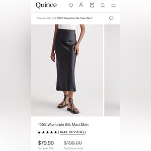 Black satin long skirt - Quince